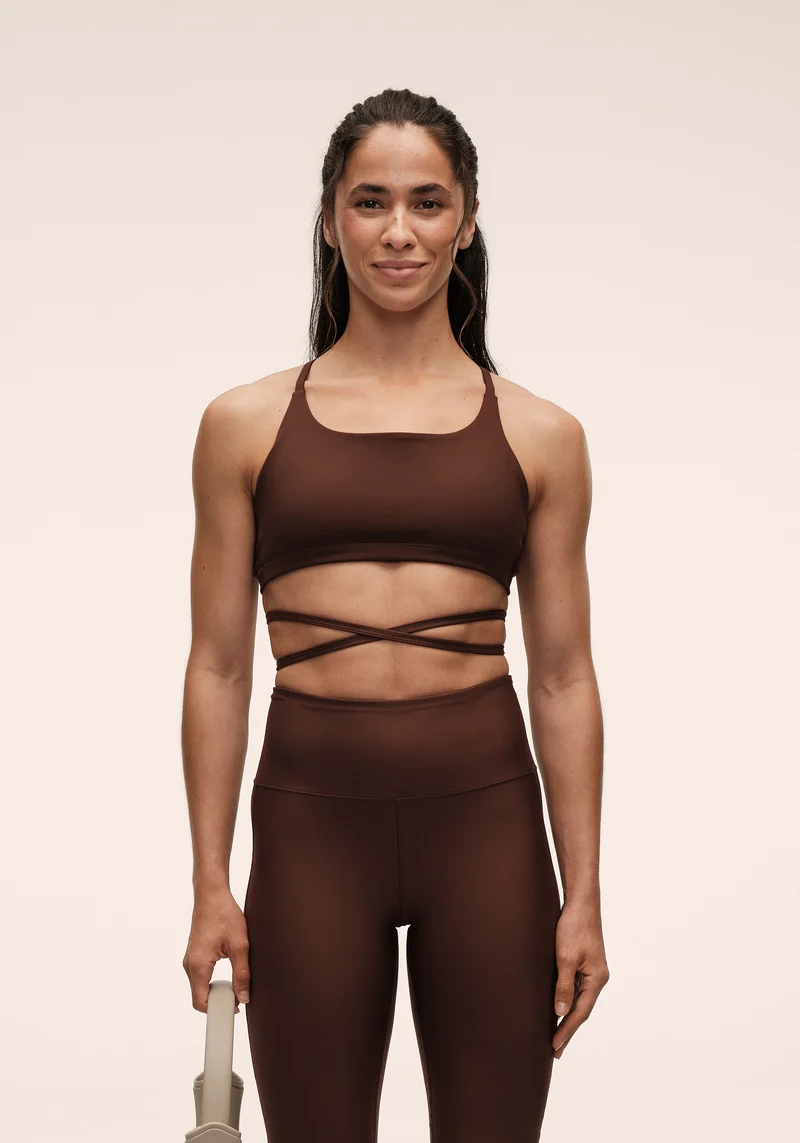 Lace-Up Strap Top - Dark Brown