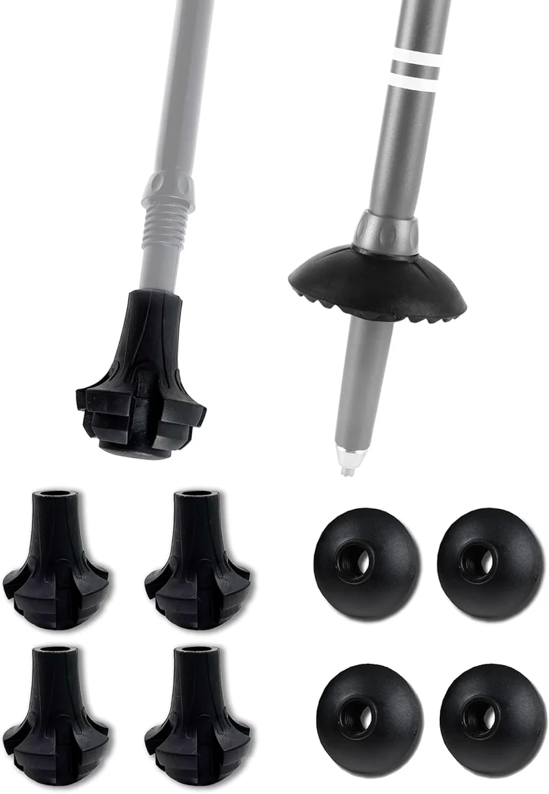 TREKOLOGY Trekking Pole Replacement Tips & Mud Baskets Kit (8-Piece Replacement Kit)(US)