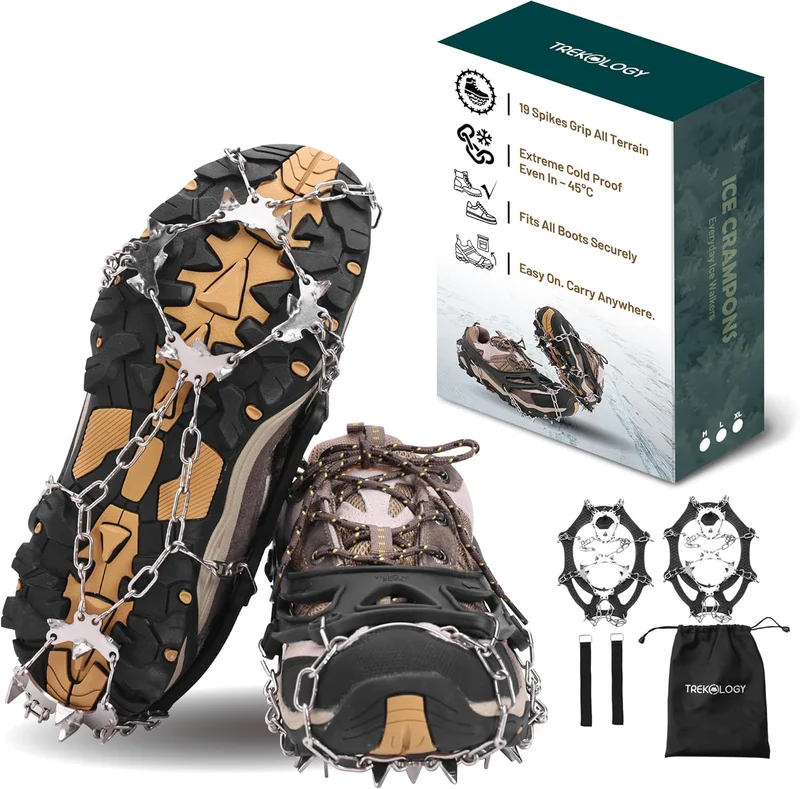 TREKOLOGY Heavy Duty 19-Spike Trail Crampons (Stainless Steel) (CA)