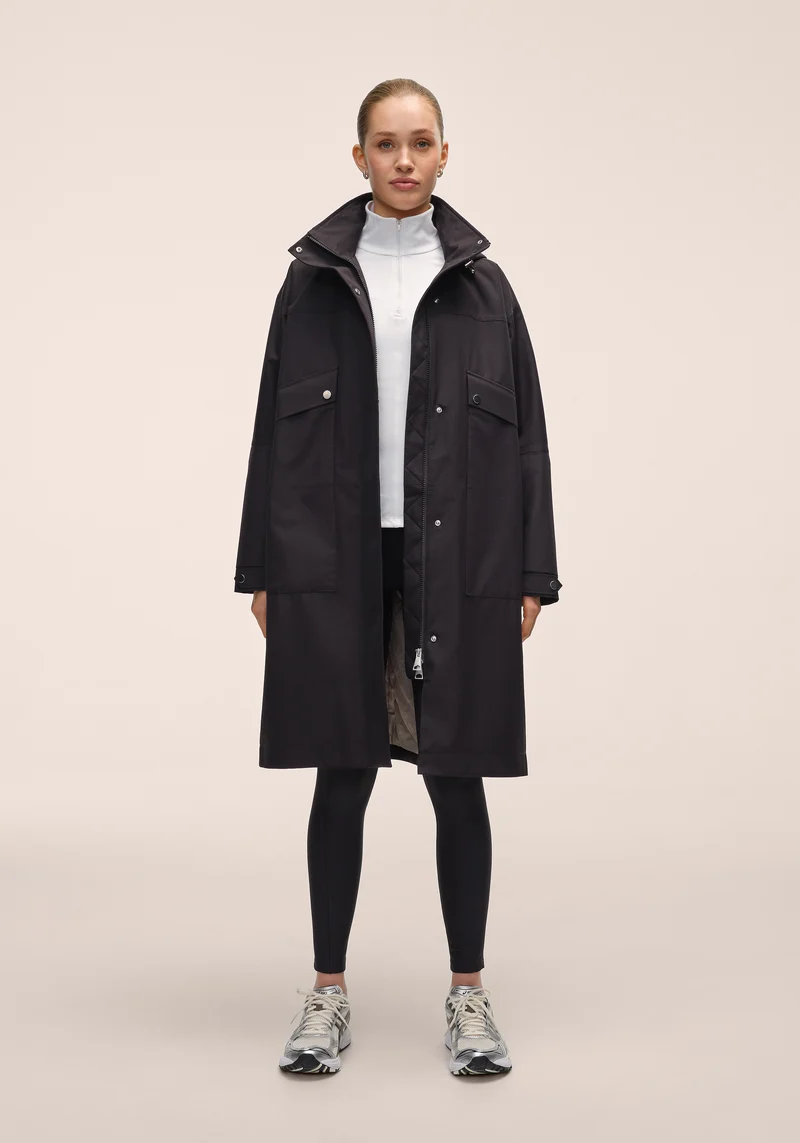 Light Padded Rain Parka - Black