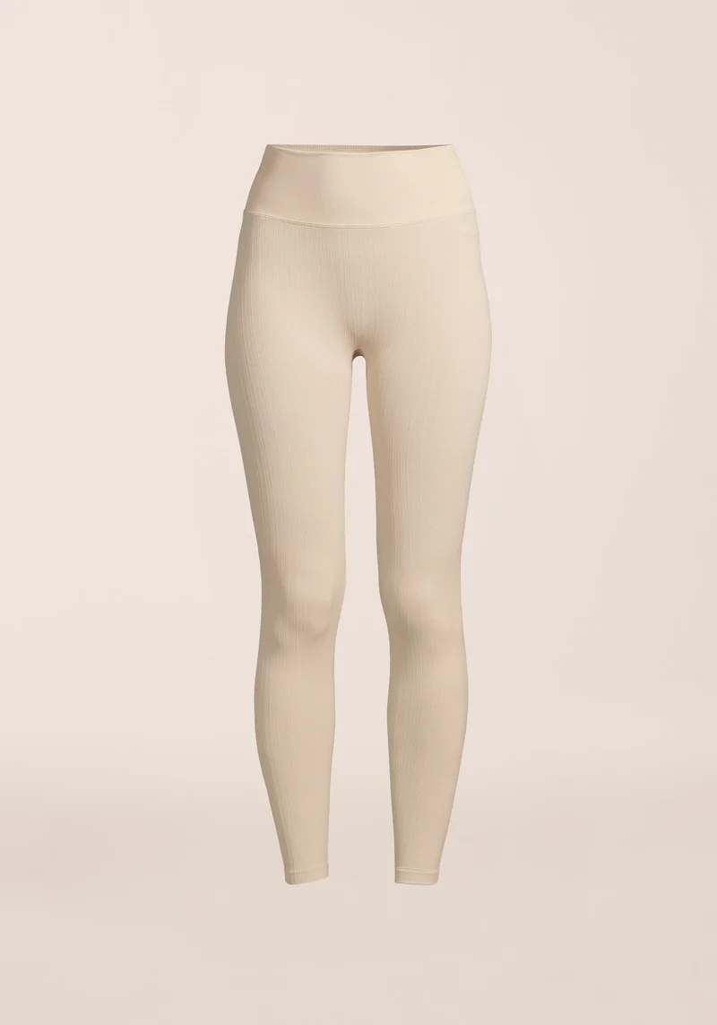 Multi Rib Seamless High Waist Tights - Ecru