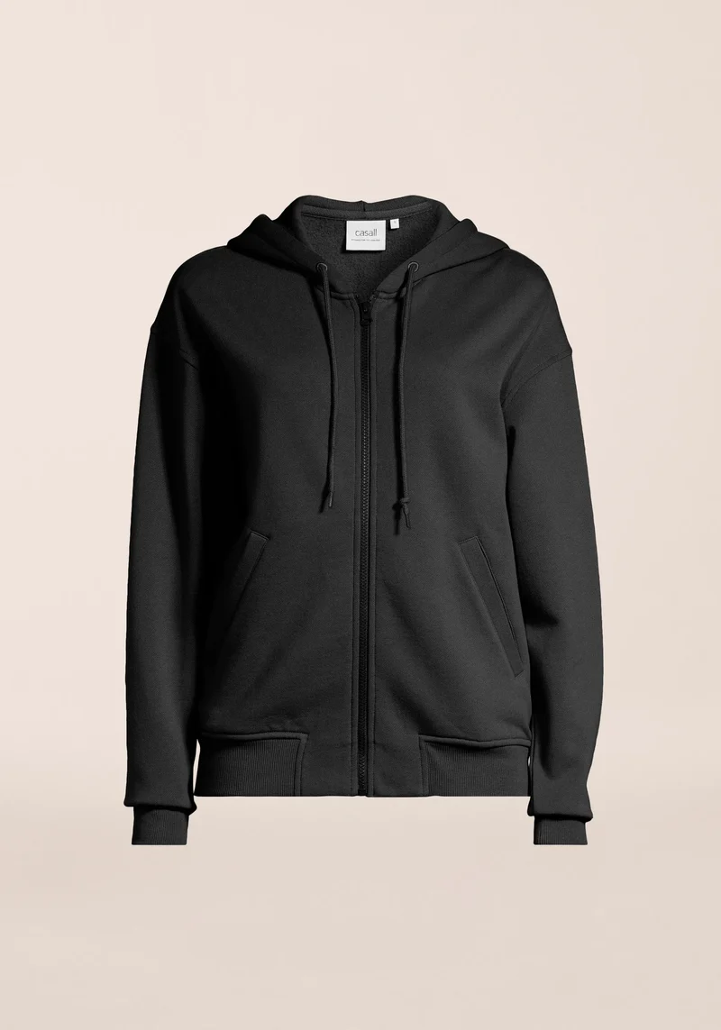 Casual Zip Hoodie - Black