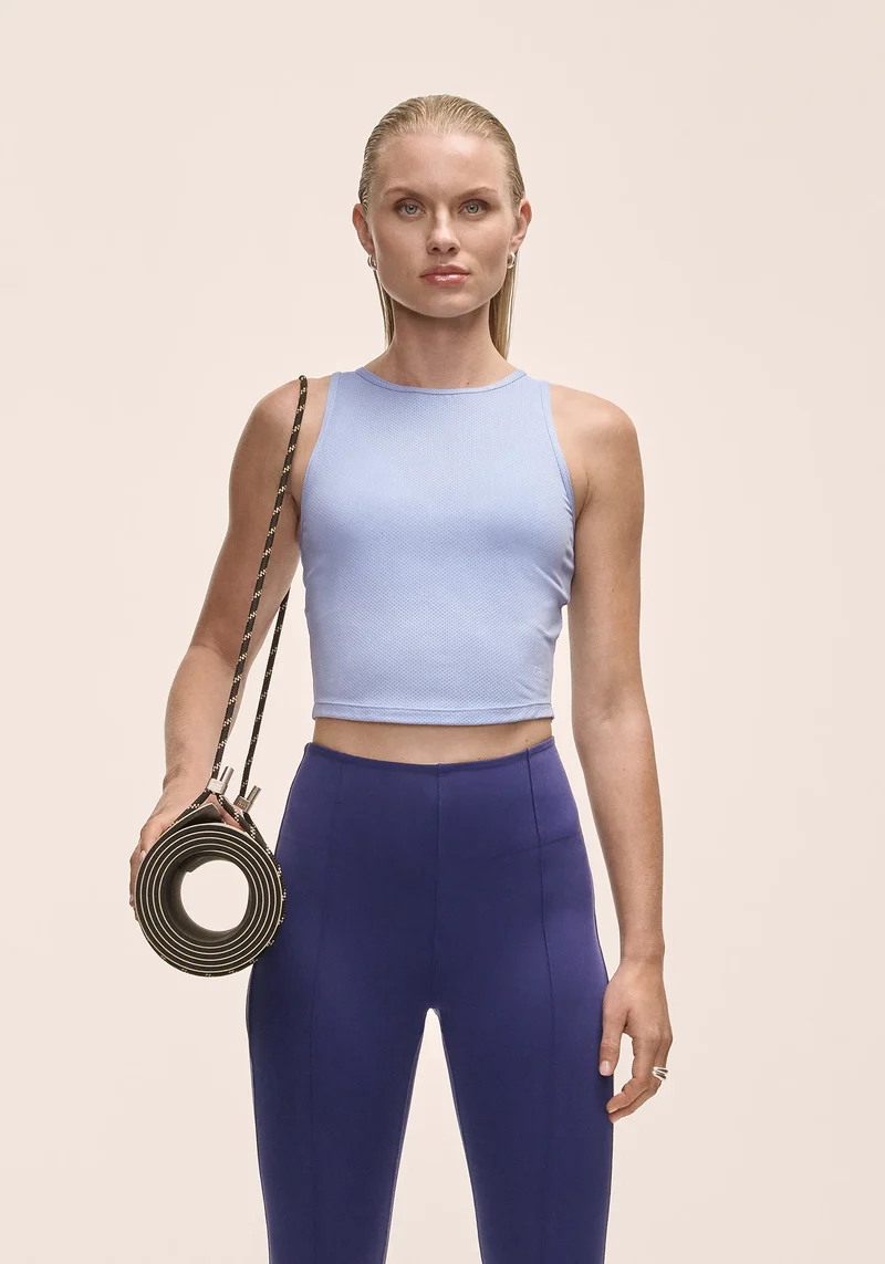 Laser Mesh Crop Top - Blueberry Mist