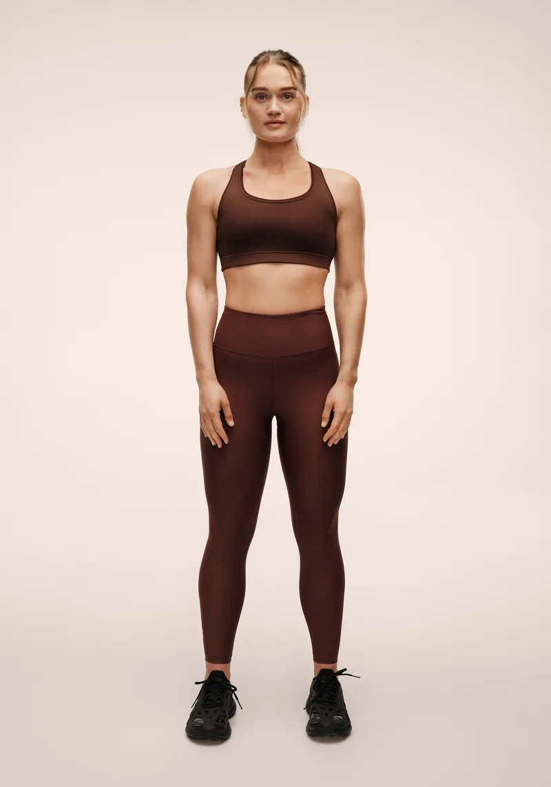 Graphic High Waist Tights - Dark Brown