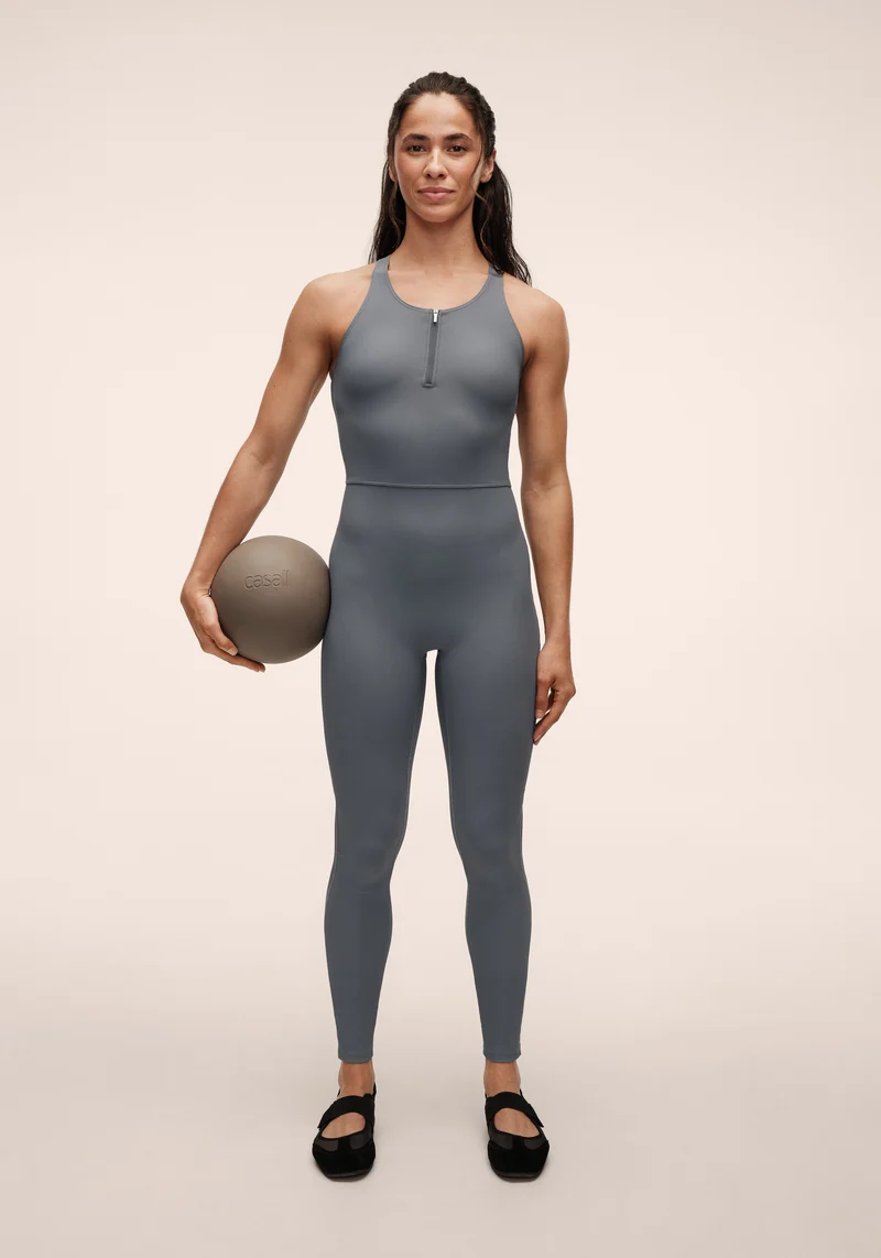 Brace Rib Zip Catsuit - Mirage Blue