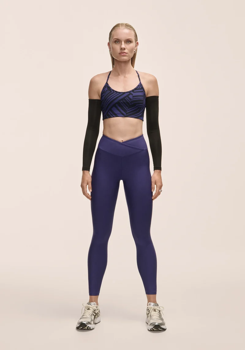 Overlap High Waist Tights - Purple Eclipse