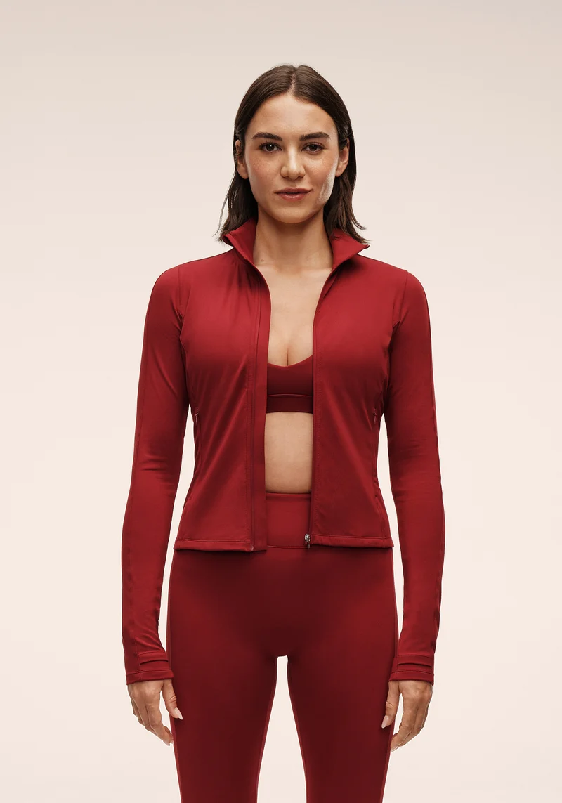 Soft Touch Zip Jacket - Maroon Red
