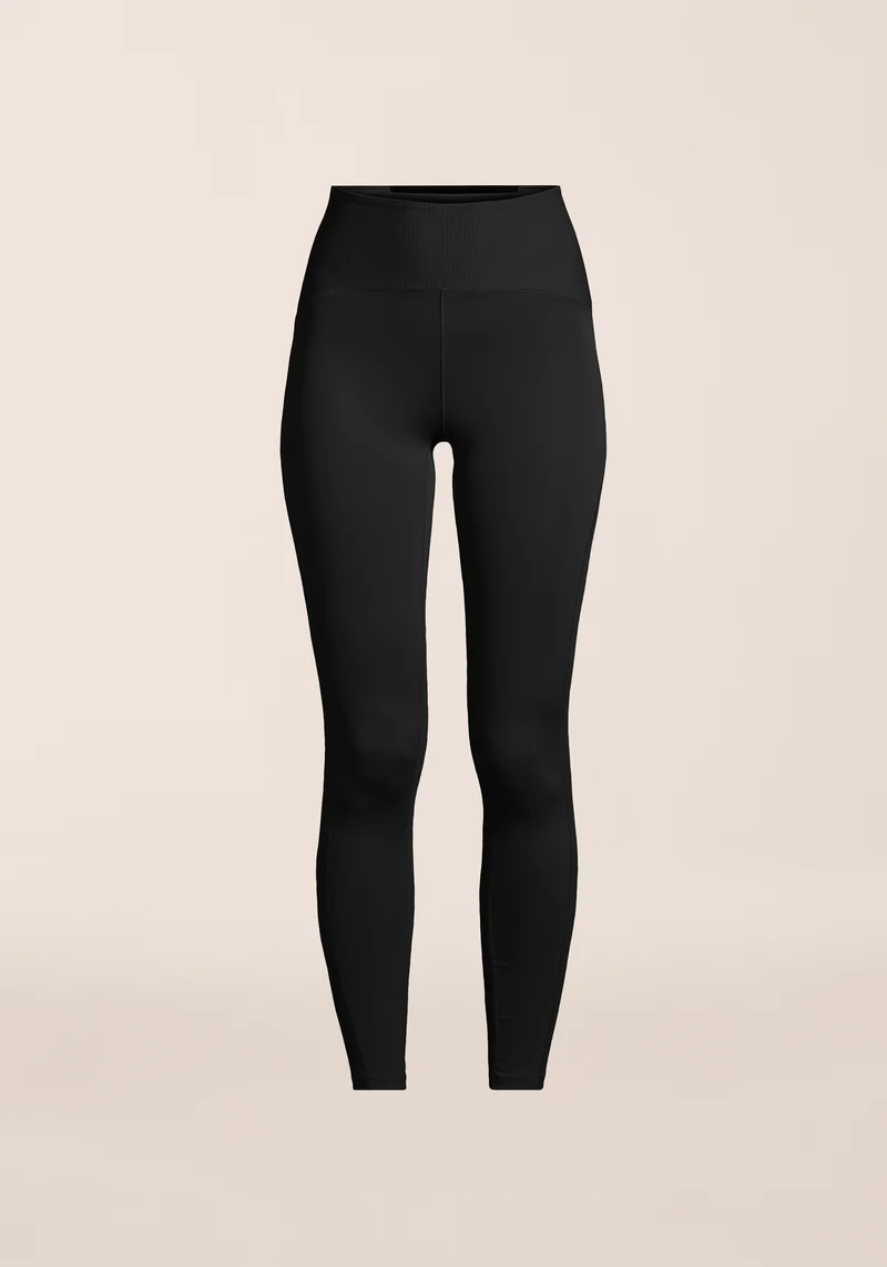 Brace Rib High Waist Tights - Black