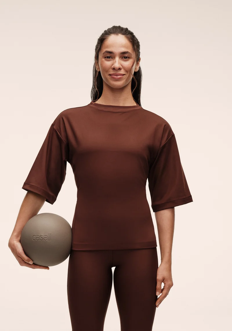 Lace-Up Back Tee - Dark Brown