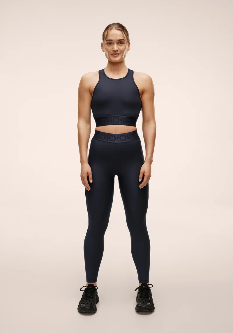 Logo Elastic High Waist Tights - Core Blue
