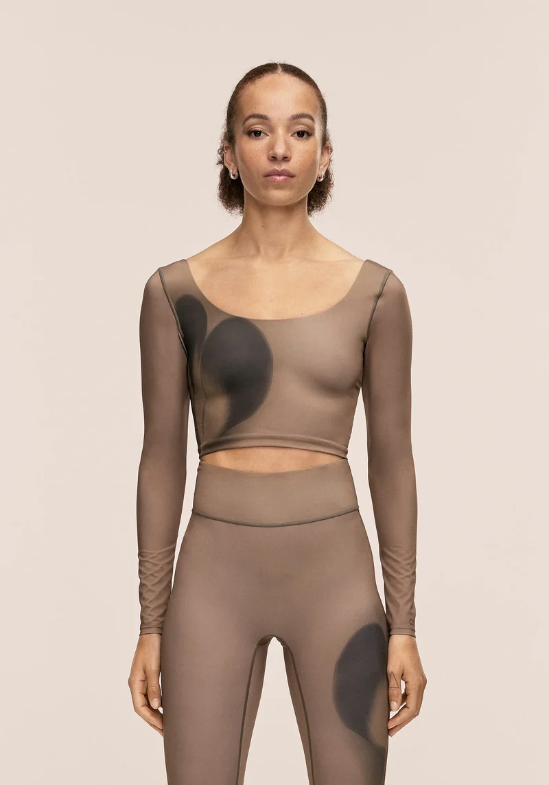 Aura Flower Print Long Sleeve - Aura Lt Khaki
