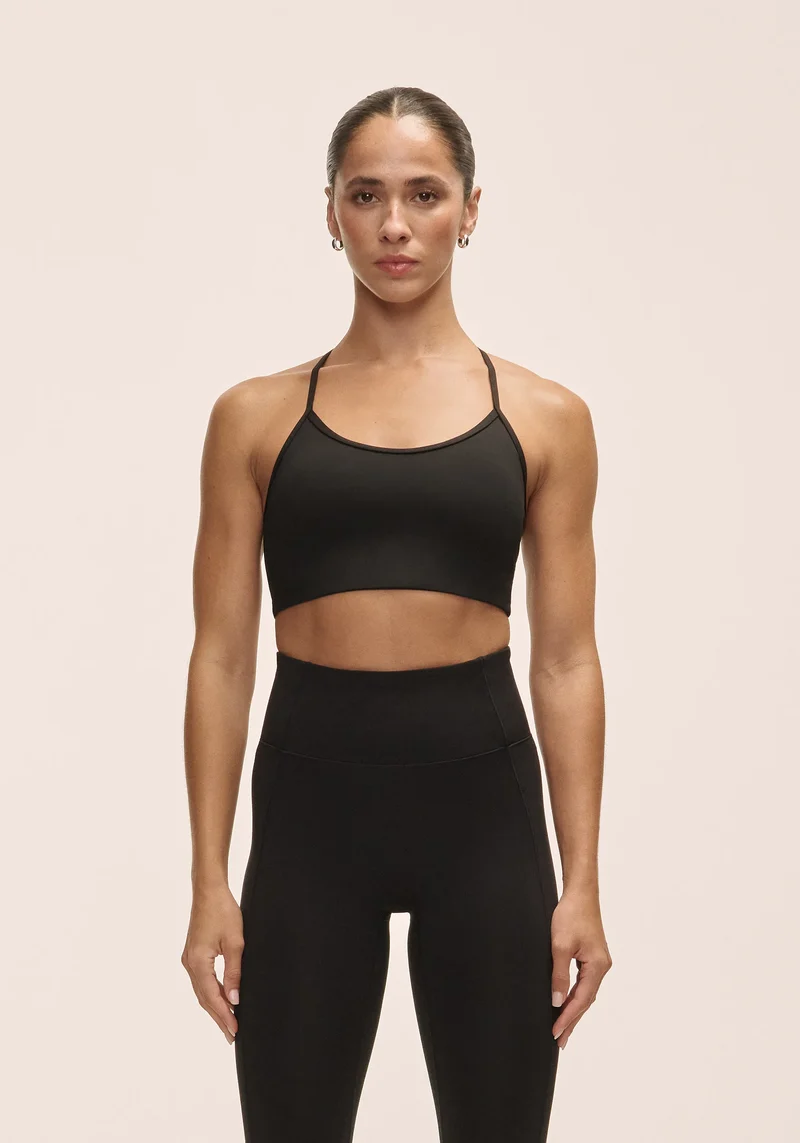 Sleek Strappy Sports Bra - Black