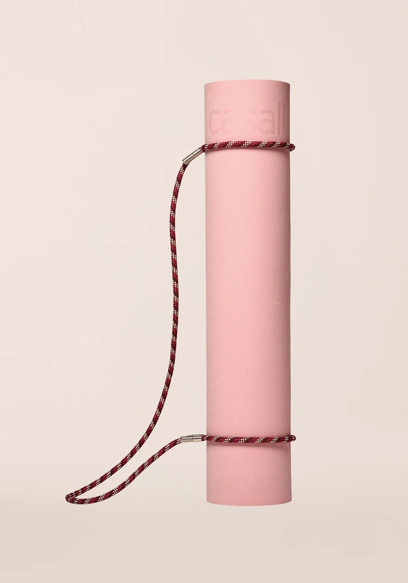 Braided Yoga Mat Carry Strap - Raspberry/Beige