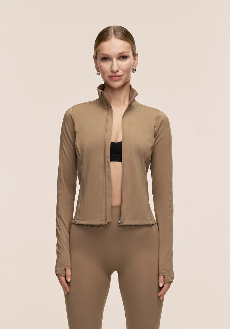Soft Touch Zip Jacket - Light Khaki