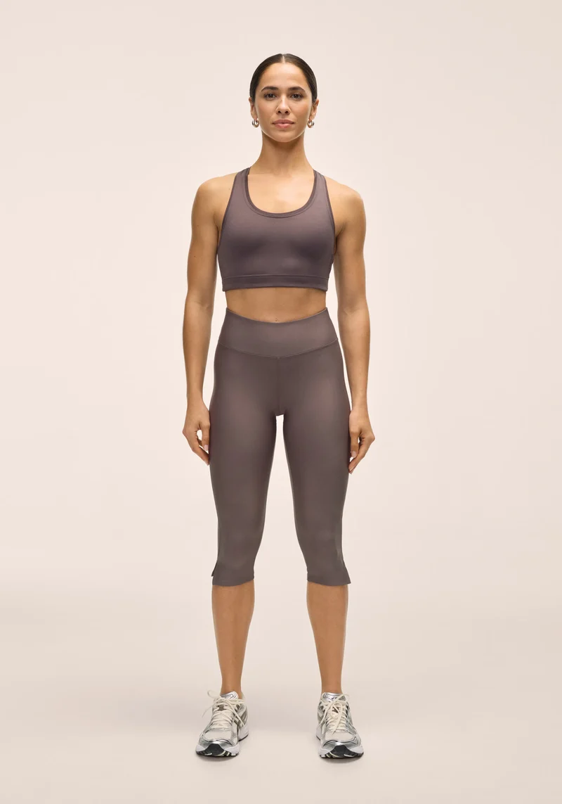Capri Slit Regular Waist Tights - Dk Grey