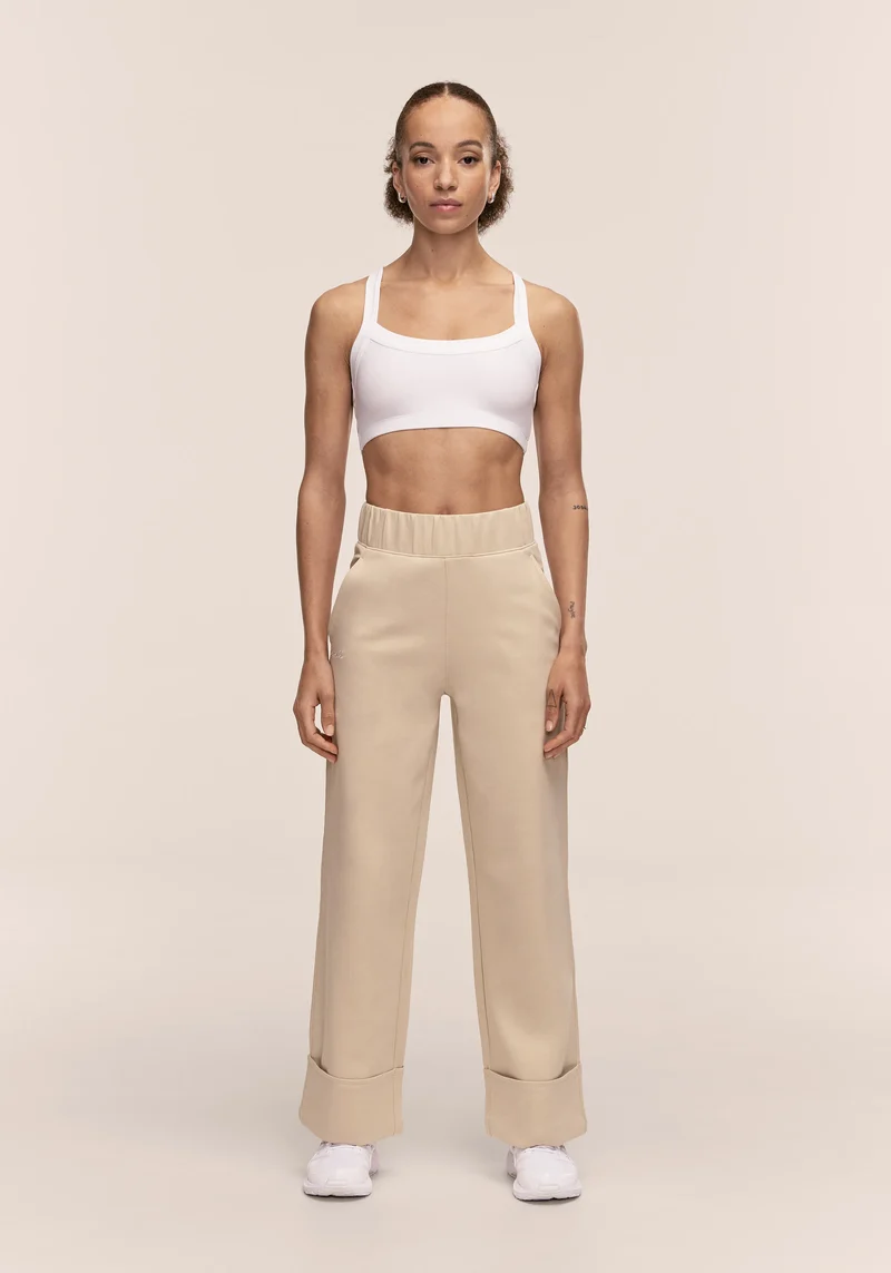 Aria Turn Up Straight Jogger - Ecru