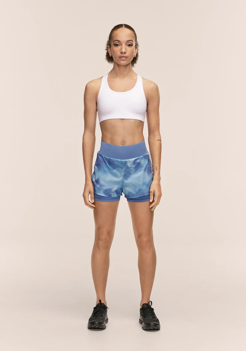 Breeze Printed Running Short - Breeze Blue Shadow