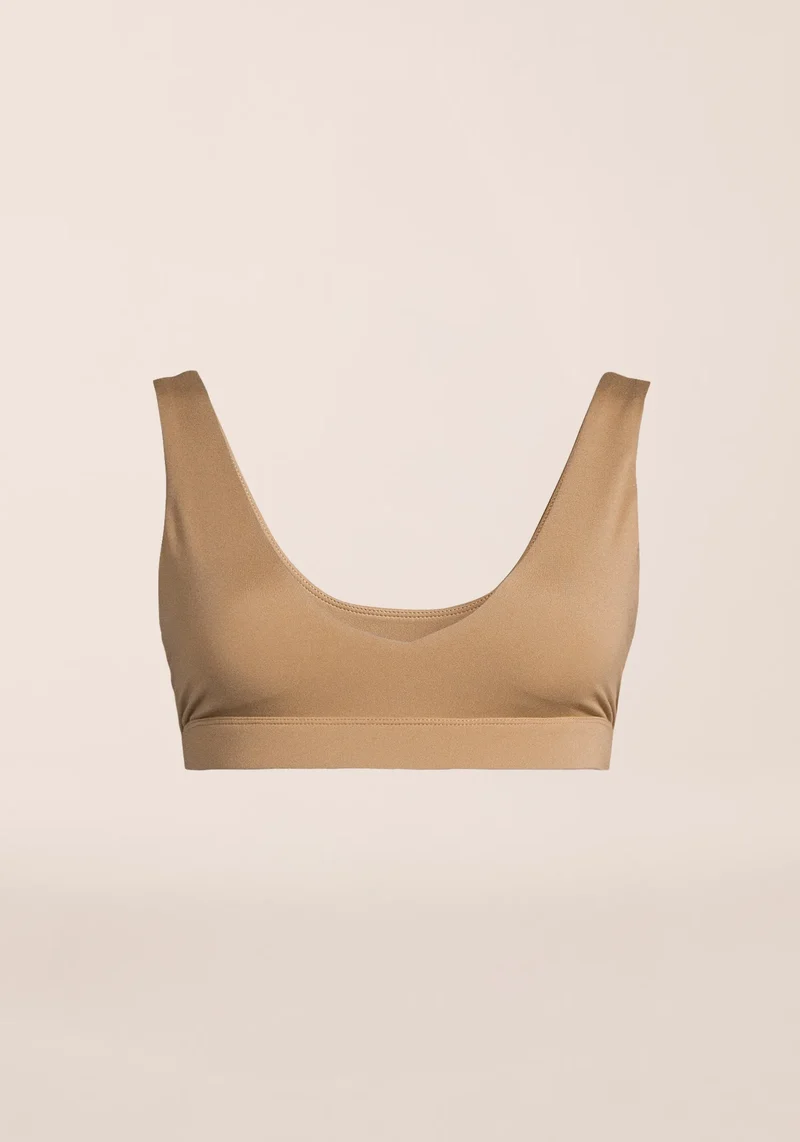 Soft Touch Padded Sports Bra - Light Khaki