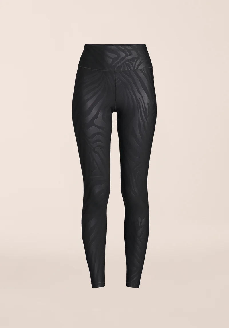 Heat Printed High Waist Tights - Zebra Black