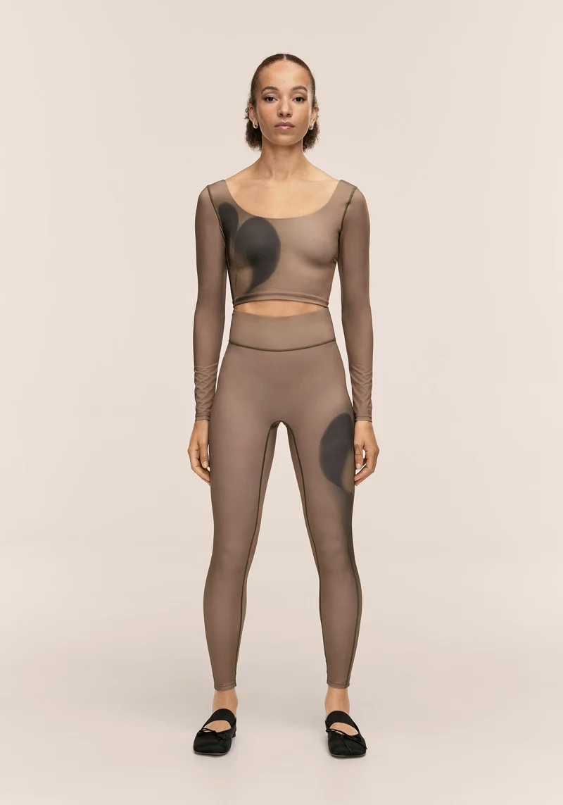 Aura Flower print tights - Aura Lt Khaki
