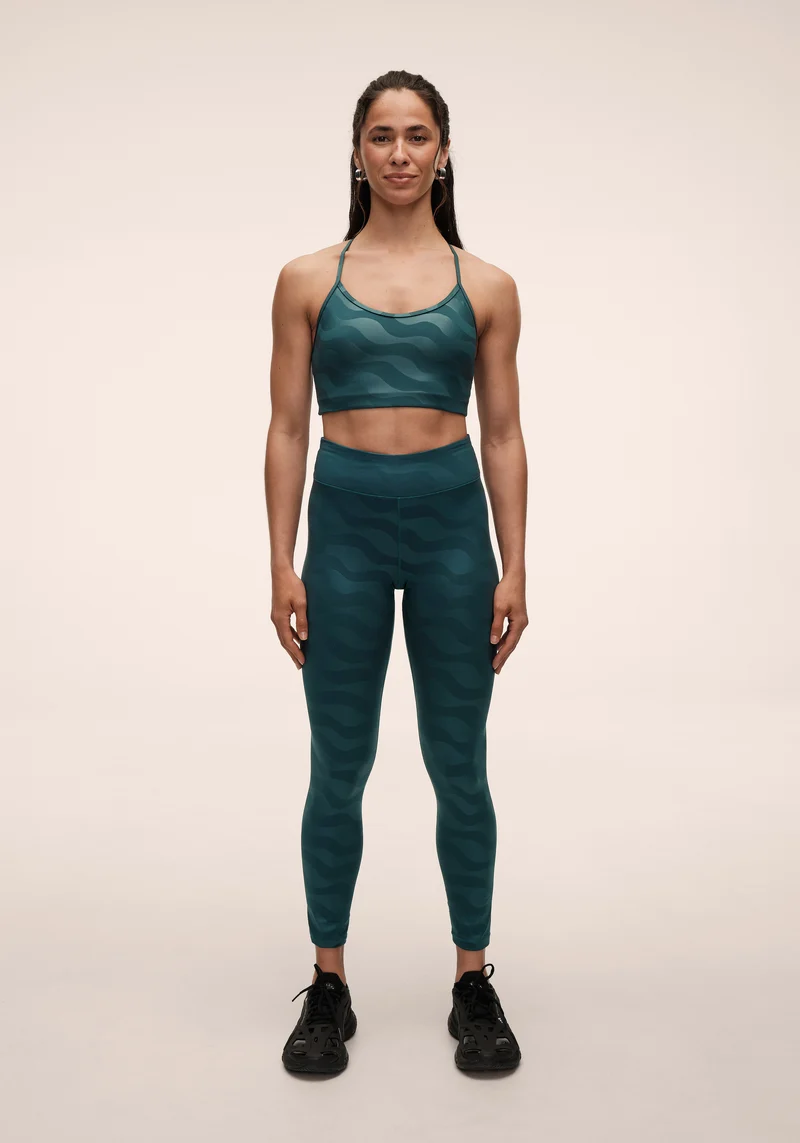 Heat Printed High Waist Tights - Ocean Geo