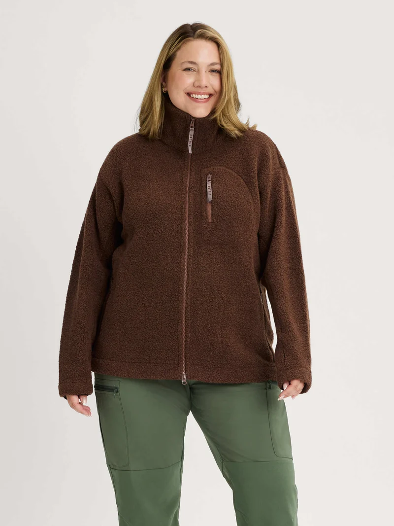 Minna Minimalist Wool Fleece Jacket Brown