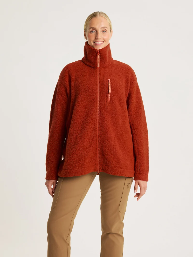 Minna Minimalist Wool Fleece Jacket Rust