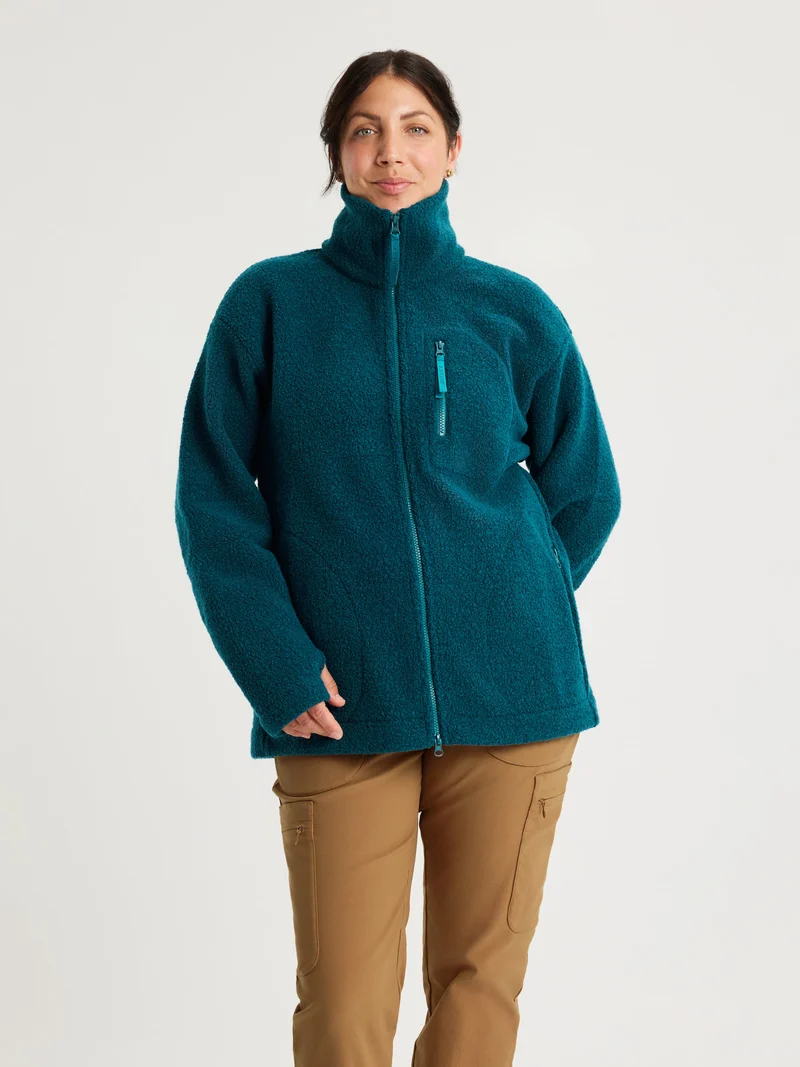 Minna Minimalist Wool Fleece Jacket Teal