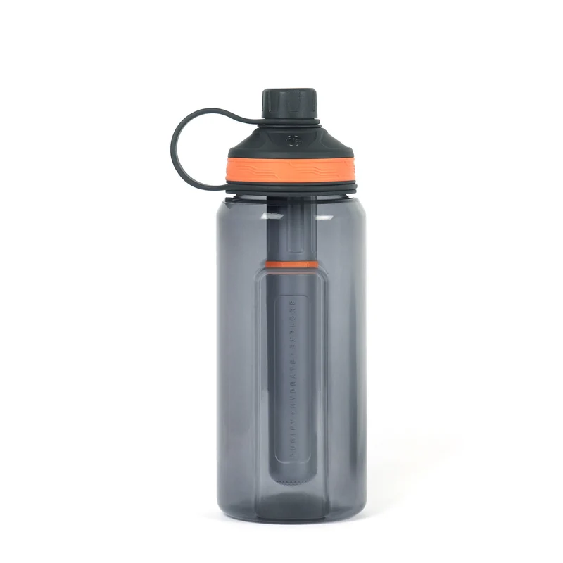 Water Filter & Purifier Bottle Black/Orange 1 L