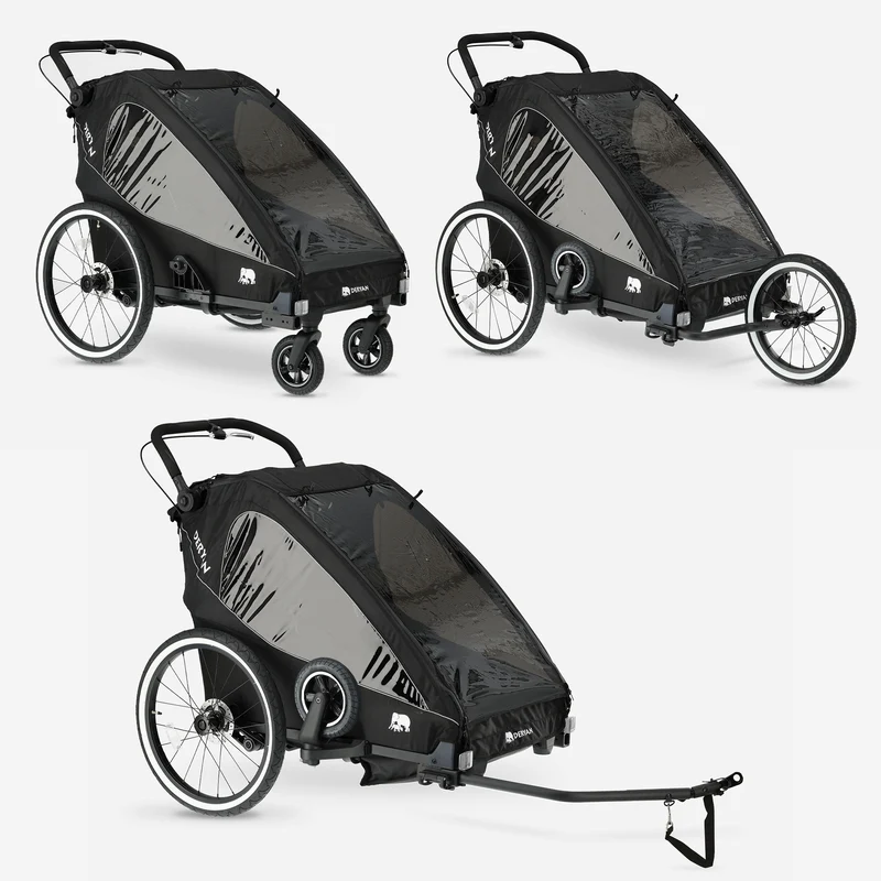 Lyxig cykelkärra V2 – Promenadvagn – Joggingvagn Svart