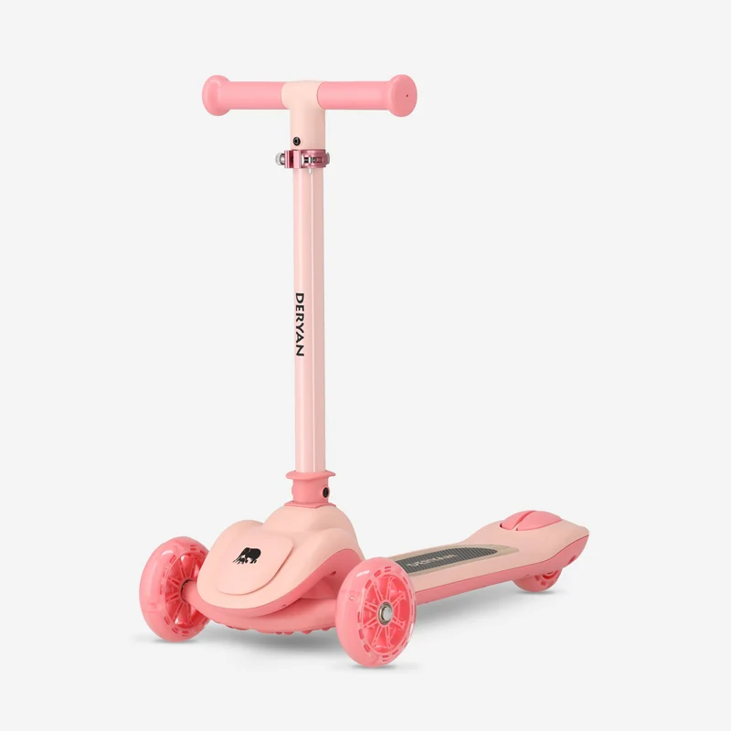 Harvey barnsparkcykel med 3 hjul och LED-belysning – justerbar 65–80 cm – rosa