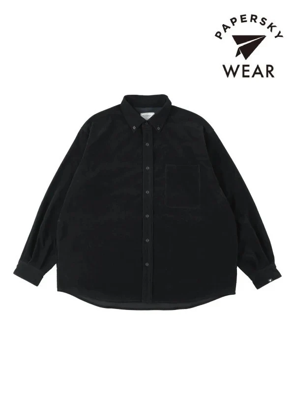HIKE&BIKE CAVE CORDUROY BIG SHIRT #01BLK [PS232008]｜PAPERSKY WEAR