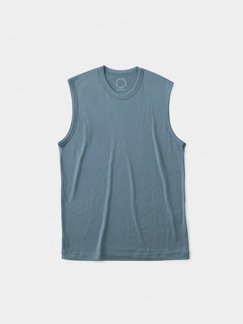 Men's 100% Light Merino Sleeveless #Blue Gray｜山と道