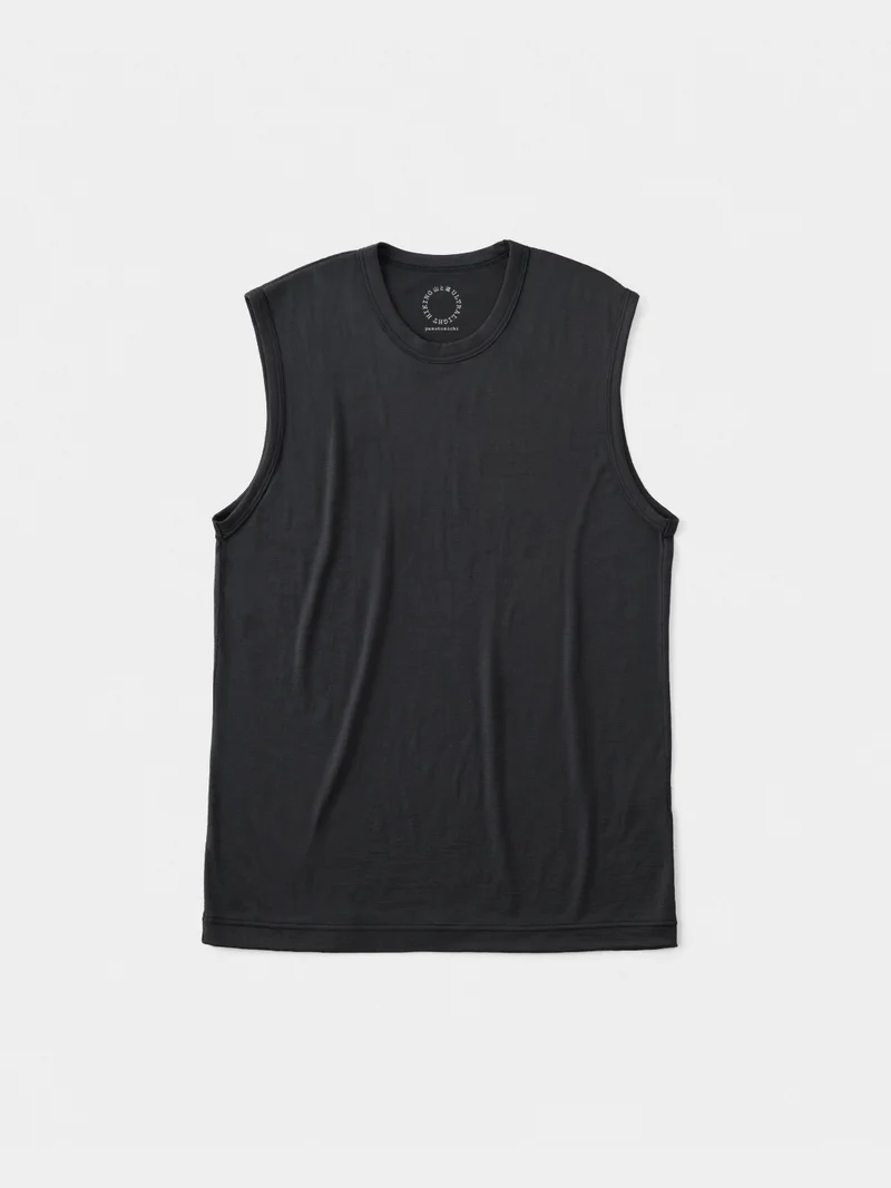 Men's 100% Light Merino Sleeveless #Charcoal｜山と道