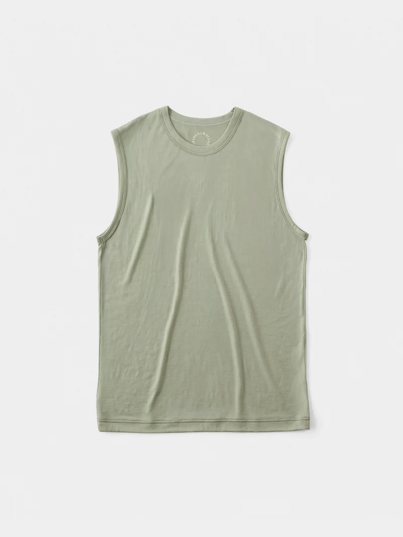 Men's 100% Light Merino Sleeveless #Seagrass｜山と道