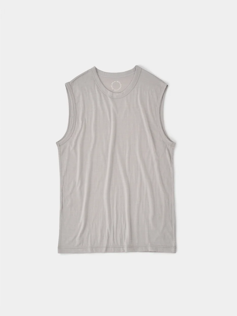 Men's 100% Light Merino Sleeveless #Silver Cloud｜山と道