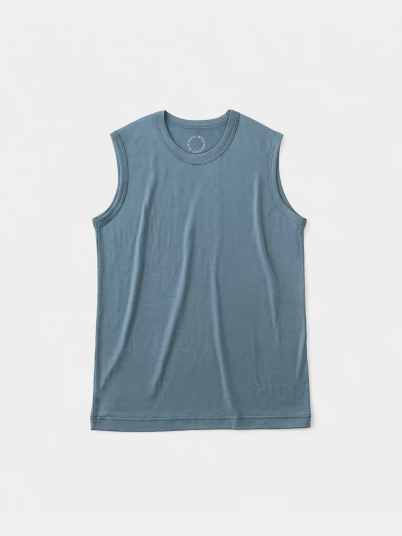 Women's 100% Light Merino Sleeveless #Blue Gray｜山と道