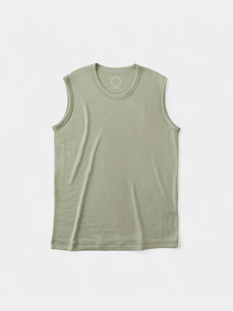 Women's 100% Light Merino Sleeveless #Seagrass｜山と道