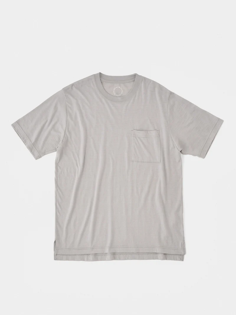 100% Light Merino Pocket T-shirt #Silver Cloud｜山と道