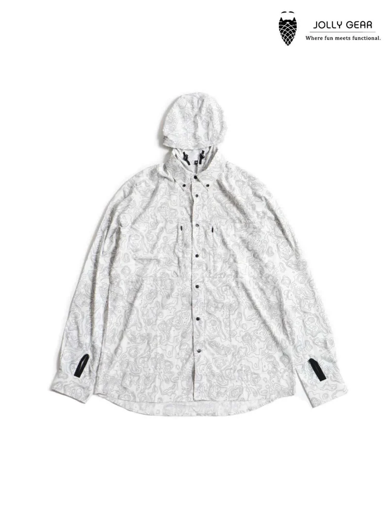 TRIPLE CROWN BUTTON DOWN LONG SLEEVE #WHITE AND BLACK TOPO [TC’BDPB-LS2]｜Jolly Gear