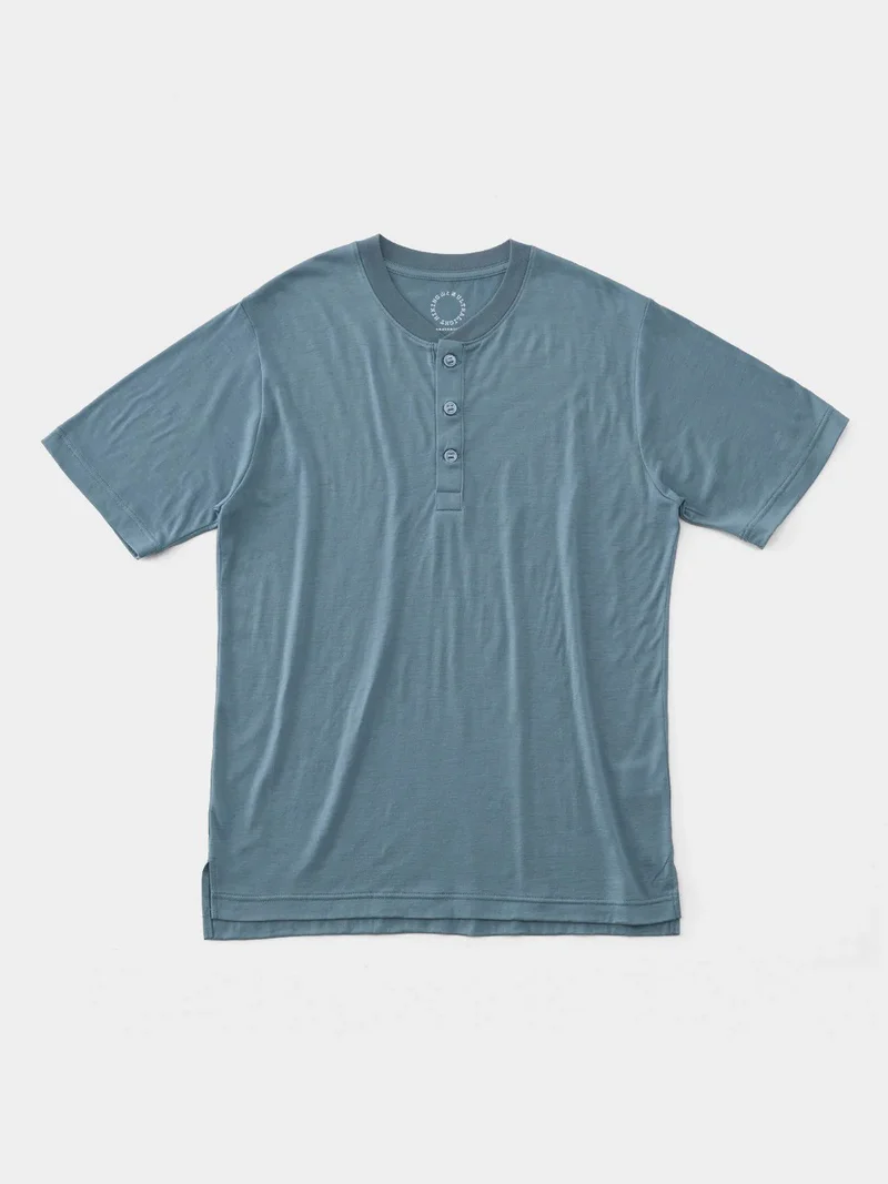 100% Light Merino Henley #Blue Gray｜山と道