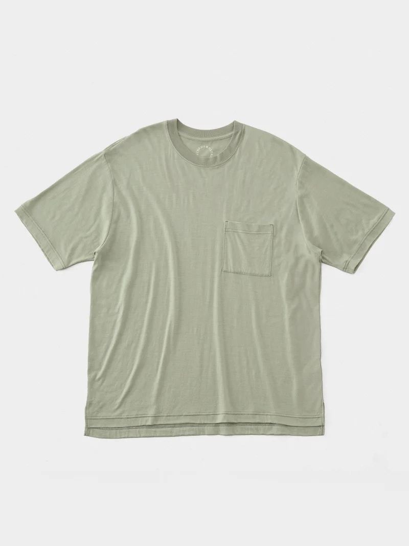 100% Light Merino Pocket T-shirt #Seagrass｜山と道