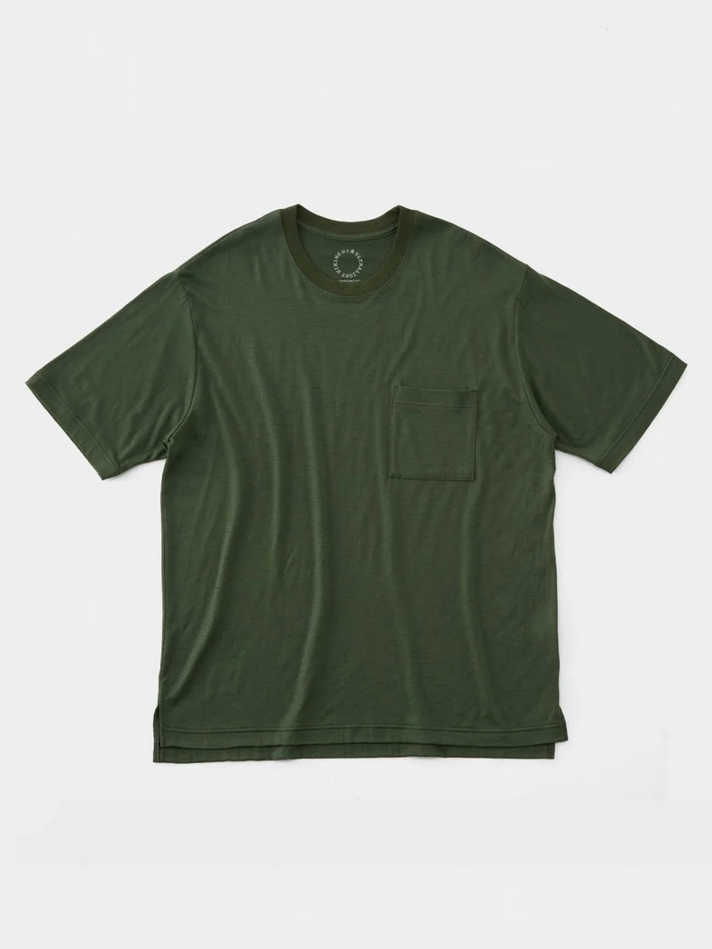 100% Light Merino Pocket T-shirt #Kombu Green｜山と道
