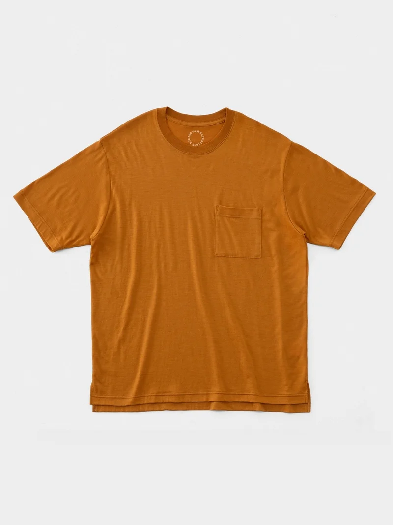 100% Light Merino Pocket T-shirt #Cinnamon｜山と道