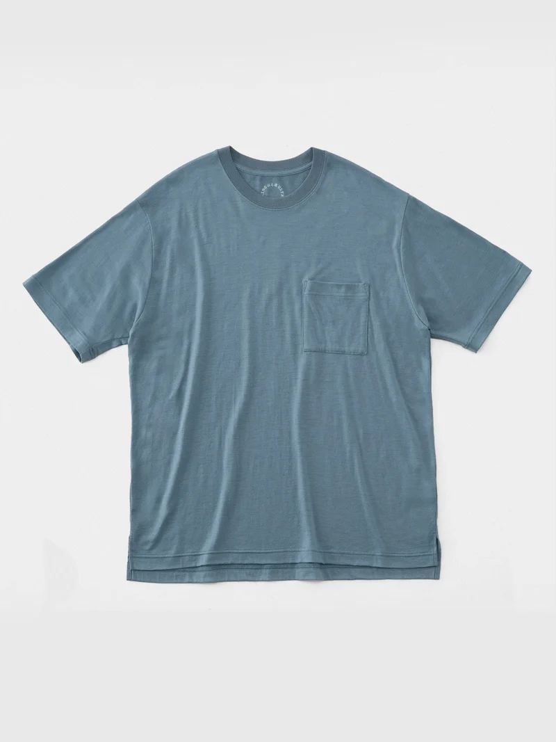 100% Light Merino Pocket T-shirt #Blue Gray｜山と道