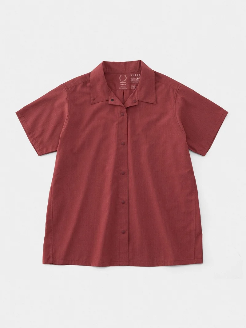 Women's Bamboo Short Sleeve Shirt #Red Dahlia｜山と道