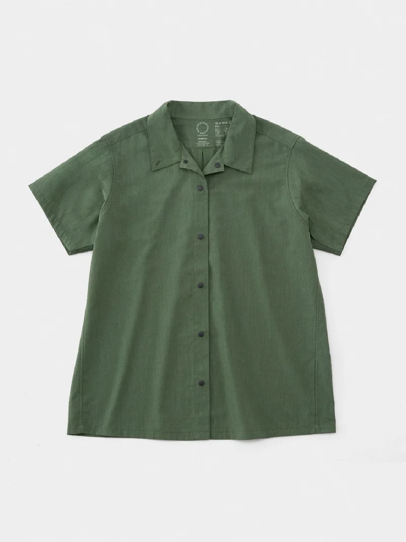 Women's Bamboo Short Sleeve Shirt #Kombu Green｜山と道