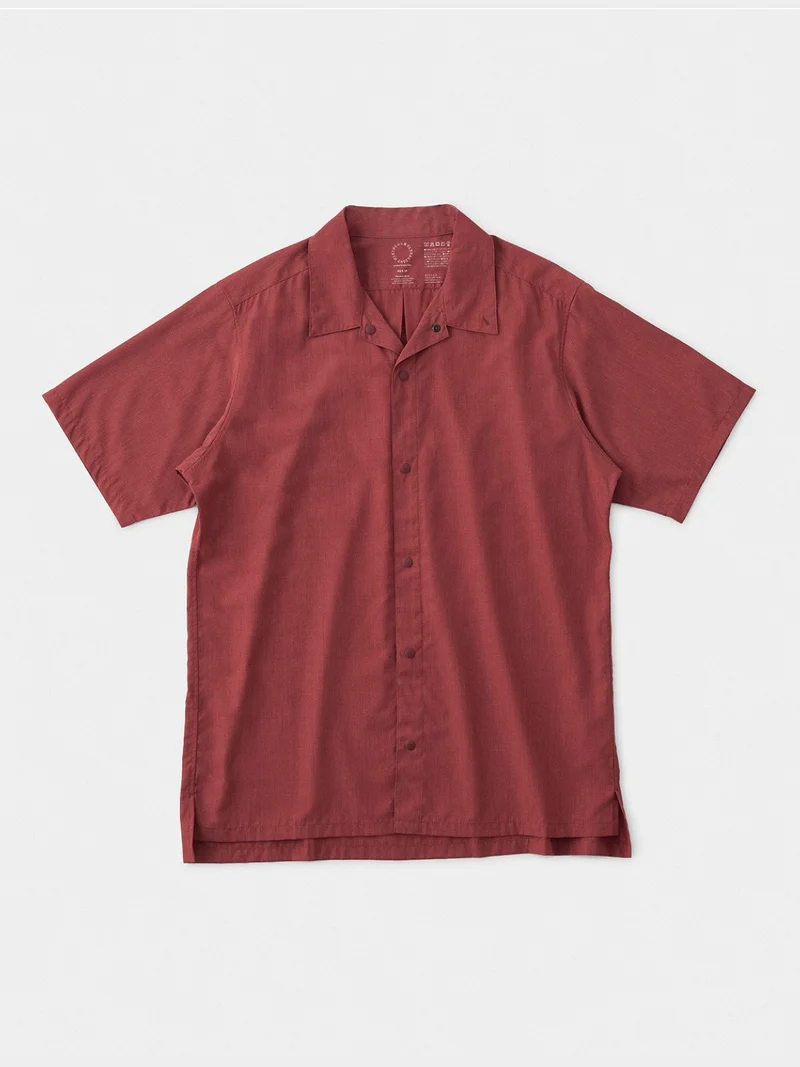 Men's Bamboo Short Sleeve Shirt #Red Dahlia｜山と道