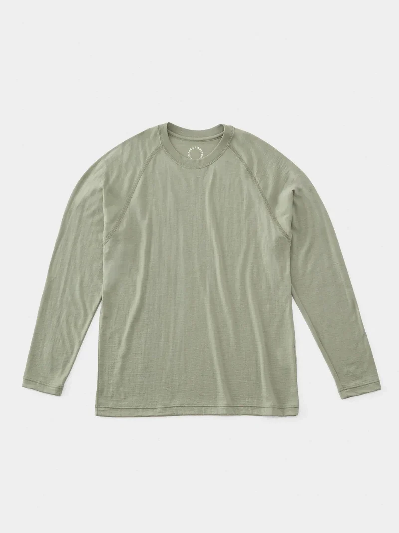 100% Light Merino Long Sleeve #Seagrass｜山と道
