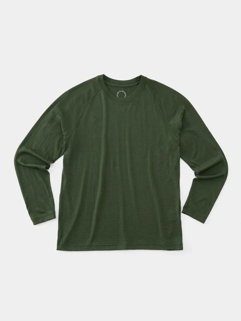 100% Light Merino Long Sleeve #Kombu Green｜山と道